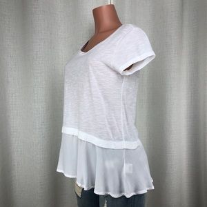 Style & Co Light Layered Look Peplum White T-Shirt